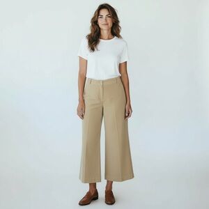 Moschino Cheap & Chic Khaki Wide-Leg Crop Flare Pants, Size US 10